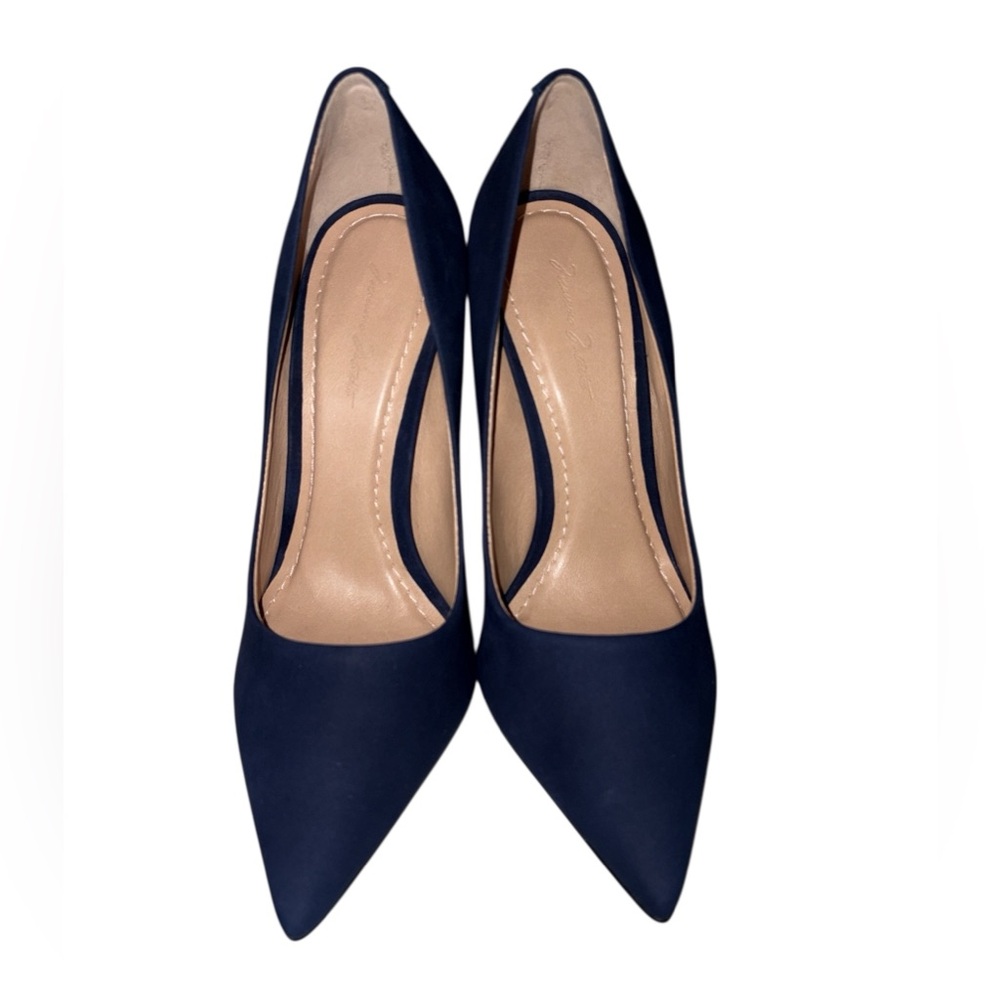 Massimo Matteo 90MM Pointy Toe Pump Stiletto  Heel Navy Blue Suede Sz 7M - Picture 5 of 10